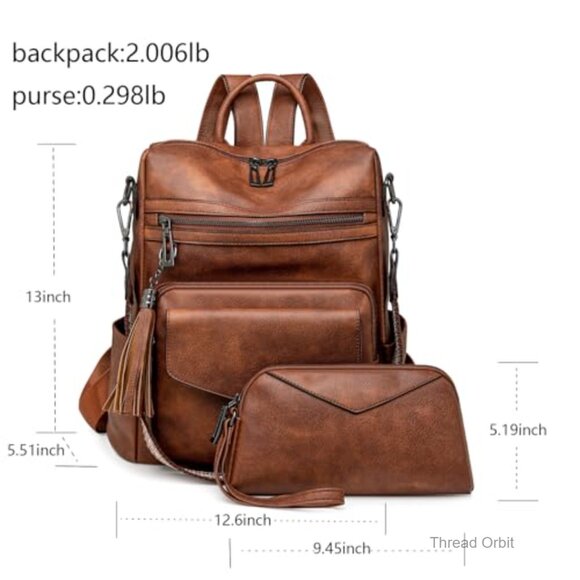 PU Leather Convertible Backpack Purse with Multiple Pockets, 13 Inch Laptop main image 6
